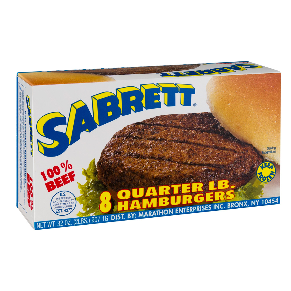 00074338009080 Sabrett 100% Beef Quarter LB. Hamburgers - 8 CT
